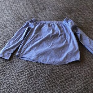 Zara Blue and White Stripe Boatneck Top